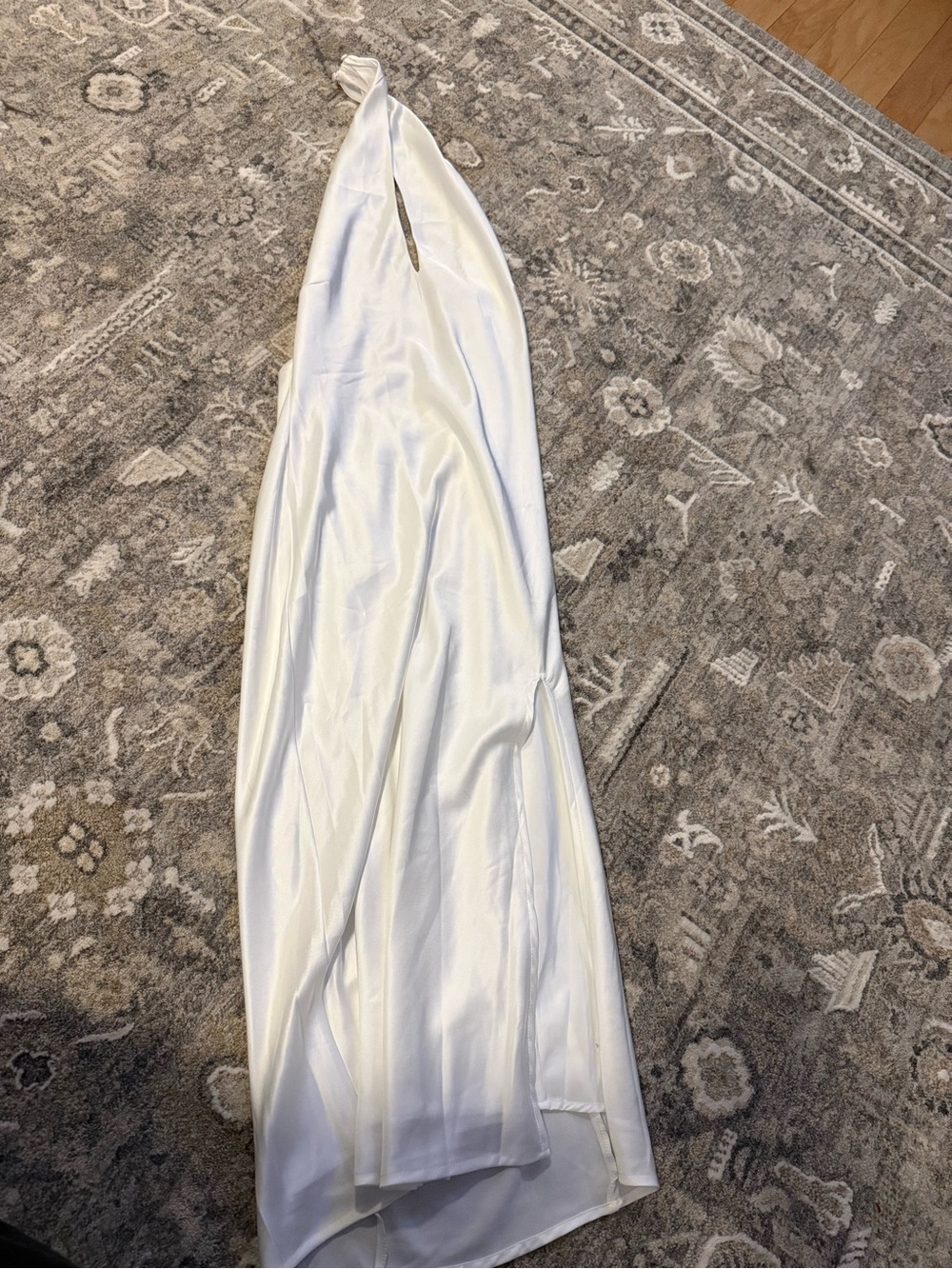 Lulu's White Satin One-Shoulder Dress